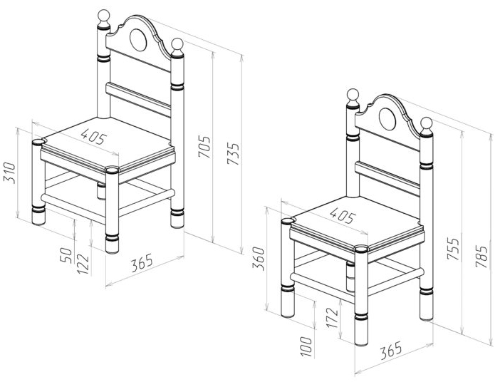 Детский стул деревянный чертеж
