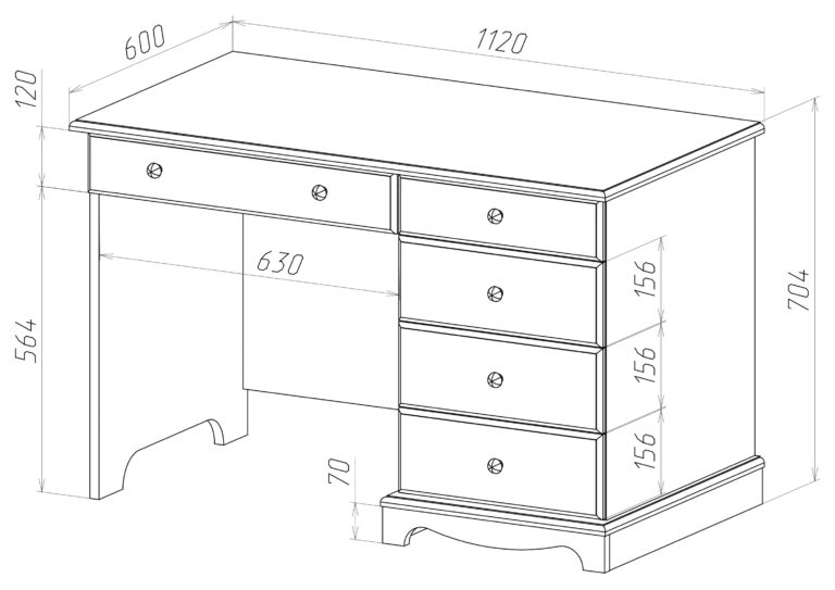 Письменный стол с ящиками размеры чертеж